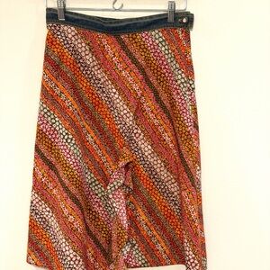 Beautiful Boho by Kookai Multicolor Floral Stripe Maxi Skirt- 26” Made in France